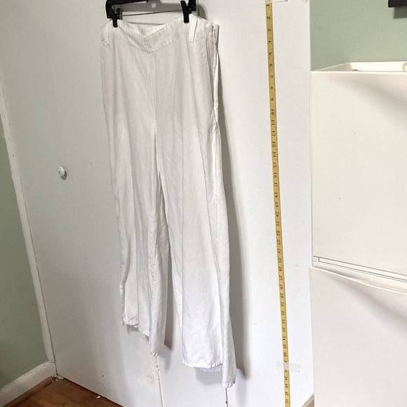 J Jill Linen Blend Wide Side Slit Leg White Pants Women's Large - Picture 3 of 16